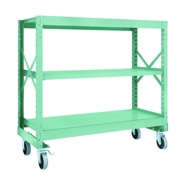 TRUSCO R3型ボルト式中量棚W1500XD600XH1400 3段 Φ150 ウレタンキャスター付 R3-4563-U150（直送品）