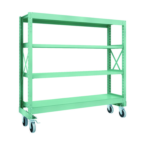 TRUSCO R3型ボルト式中量棚W1800XD500XH1700 4段 Φ150 ウレタンキャスター付 R3-5654-U150（直送品）