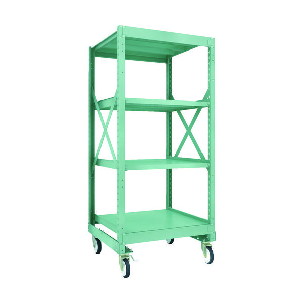 TRUSCO R3型ボルト式中量棚W900XD900XH2000 4段 Φ150 ゴムキャスター付 R3-6394-G150 1台(1個)（直送品）