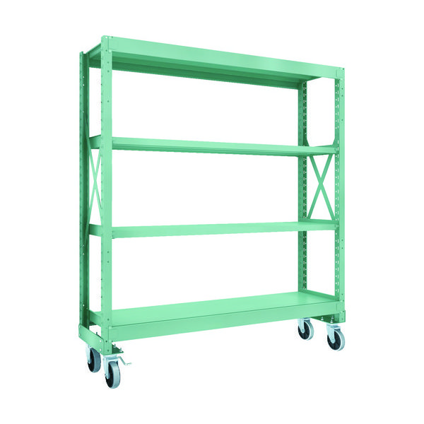 TRUSCO R3型ボルト式中量棚W1800XD500XH2000 4段 Φ150 ウレタンキャスター付 R3-6654-U150（直送品）