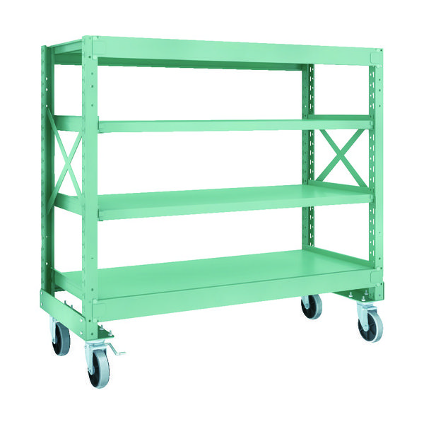 TRUSCO R3型ボルト式中量棚W1500XD600XH1400 4段 Φ150 ウレタンキャスター付 R3-4564-U150（直送品）
