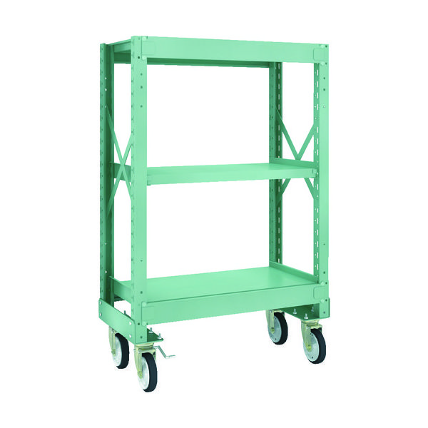 TRUSCO R3型ボルト式中量棚W900XD500XH1400 3段 Φ150 ゴムキャスター付 R3-4353-G150 1台(1個)（直送品）
