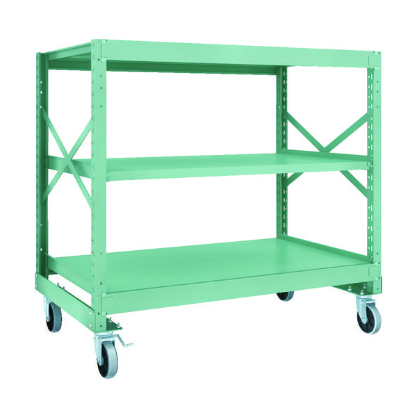 TRUSCO R3型ボルト式中量棚W1500XD900XH1400 3段 Φ150 ウレタンキャスター付 R3-4593-U150（直送品）