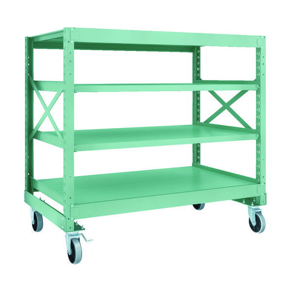 TRUSCO R3型ボルト式中量棚W1500XD900XH1400 4段 Φ150 ウレタンキャスター付 R3-4594-U150（直送品）