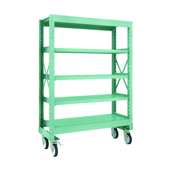 TRUSCO R3型ボルト式中量棚W1200XD500XH1700 5段 Φ150 ゴムキャスター付 R3-5455-G150 1台(1個)（直送品）