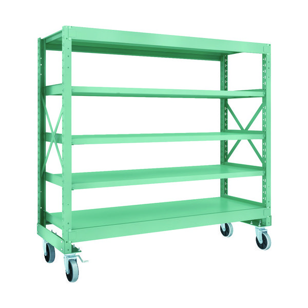 TRUSCO R3型ボルト式中量棚W1800XD600XH1700 5段 Φ150 ウレタンキャスター付 R3-5665-U150（直送品）
