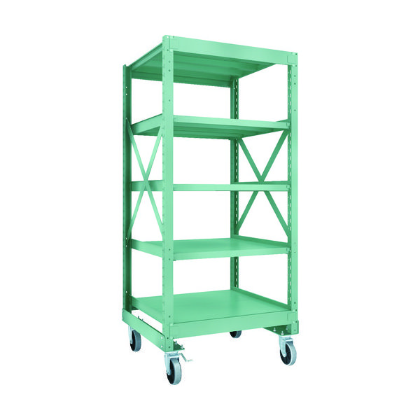 TRUSCO R3型ボルト式中量棚W900XD900XH2000 5段 Φ150 ウレタンキャスター付 R3-6395-U150（直送品）