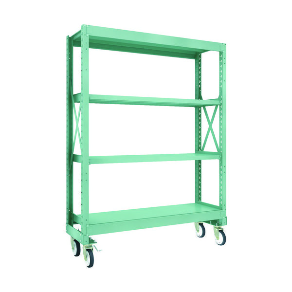 TRUSCO R3型ボルト式中量棚W1500XD500XH2000 4段 Φ150 ゴムキャスター付 R3-6554-G150 1台(1個)（直送品）