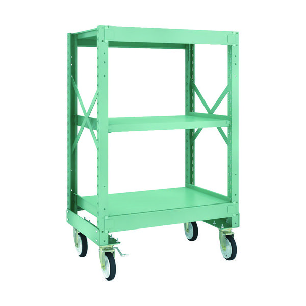 TRUSCO R3型ボルト式中量棚W900XD600XH1400 3段 Φ150 ゴムキャスター付 R3-4363-G150 1台(1個)（直送品）