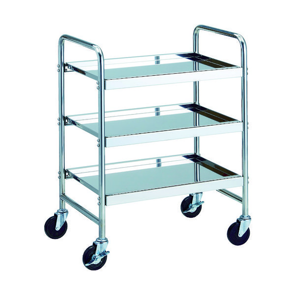 トラスコ中山 TRUSCO ストロングカート (SUS304)3段タイプ 導電ゴム車輪 W660XD450XH900 SUC-13DG 1台（直送品）