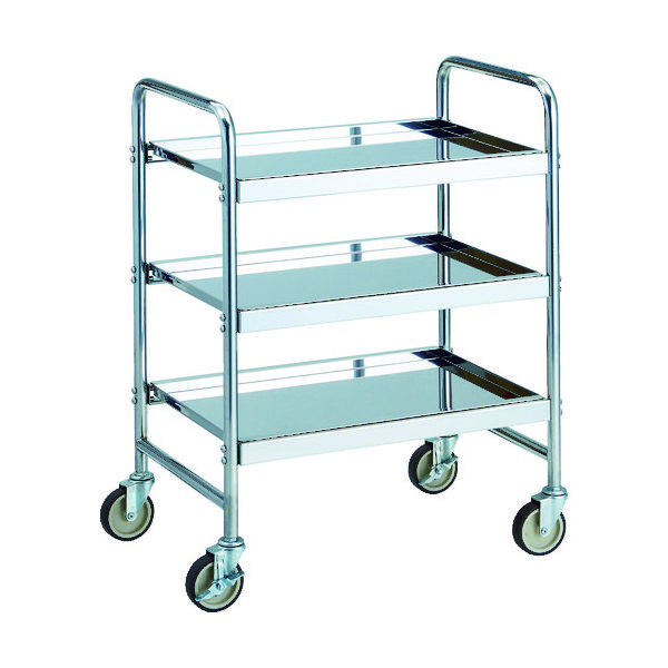 TRUSCO ストロングカート (SUS304)3段タイプ ナイロンウレタン車輪 W660XD450XH900 SUC-13NU 1台（直送品）