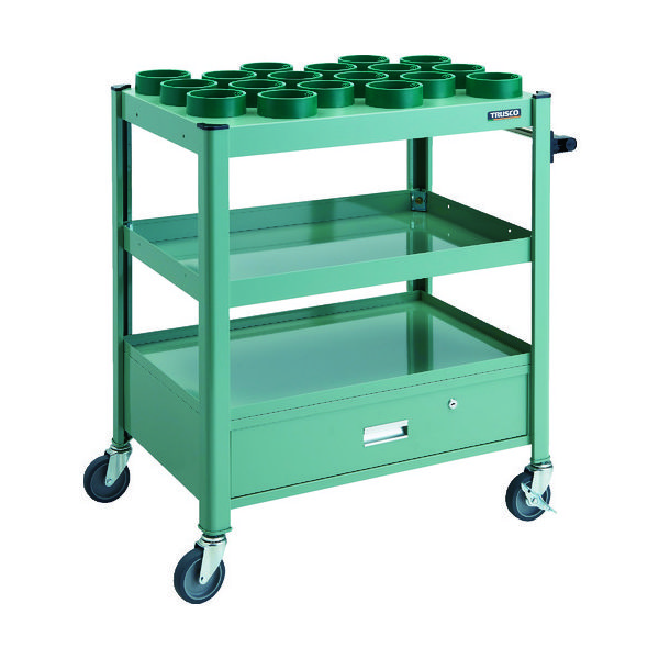TRUSCO TCW型ツーリングワゴン HSK100A BT50 NT50 18個 引出し付 GN色 TCW-TD02DA-GN 1台（直送品）