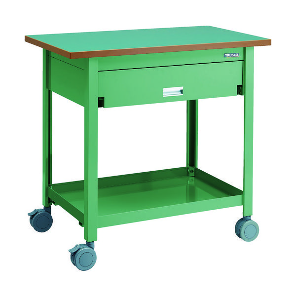 トラスコ中山 TRUSCO 天板付ワゴン 両面引出し1段付 棚板1段 GN VD-T110-GN 1台 116-3763（直送品）