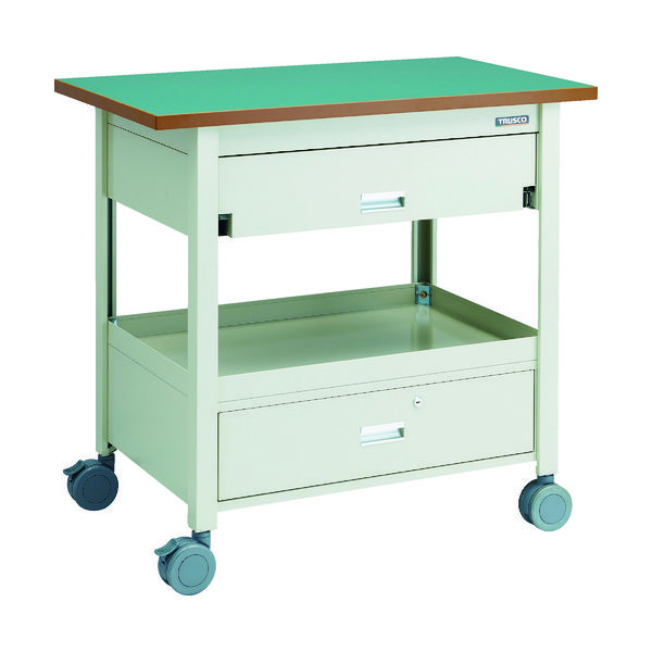 トラスコ中山 TRUSCO 天板付ワゴン 両面引出し上下各1段付 棚板1段 NG VD-T111-NG 1台 116-3772（直送品）