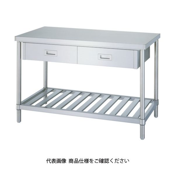 シンコー ステンレス作業台片面引出付スノコ棚 間口1800×奥行750×高さ800 WDS-18075 1台 116-1461（直送品）