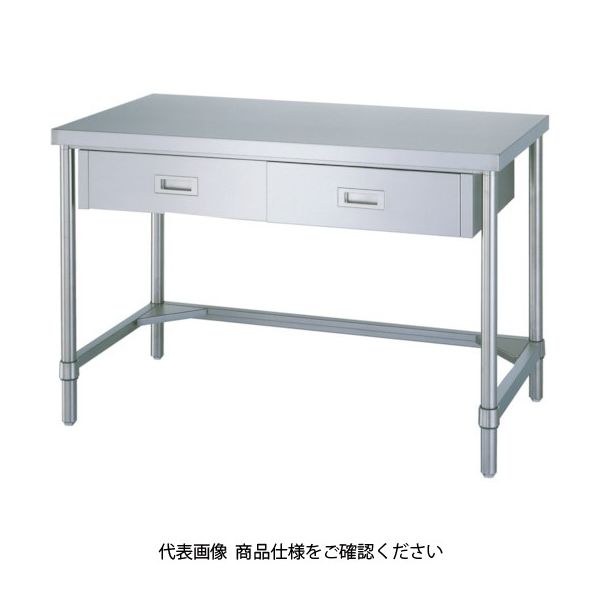 シンコー ステンレス作業台片面引出付三方枠 間口1500×奥行600×高さ800 WDT-15060 1台 116-1499（直送品）