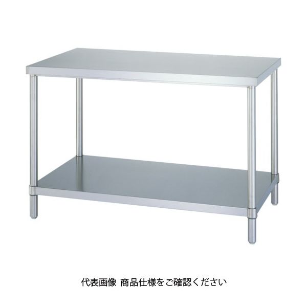 シンコー ステンレス作業台(ベタ棚板タイプ・SUS430) 900×450×800 WB-9045 1台 116-1374（直送品）