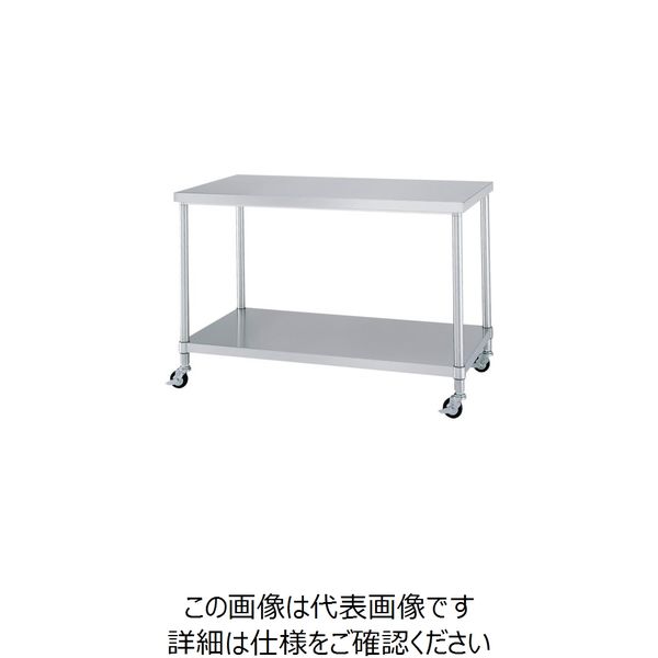 シンコー ステンレス作業台ベタ棚キャスター付 間口1800×奥行750×高さ800 WBC-18075-U75 1台 116-1403（直送品） -  アスクル