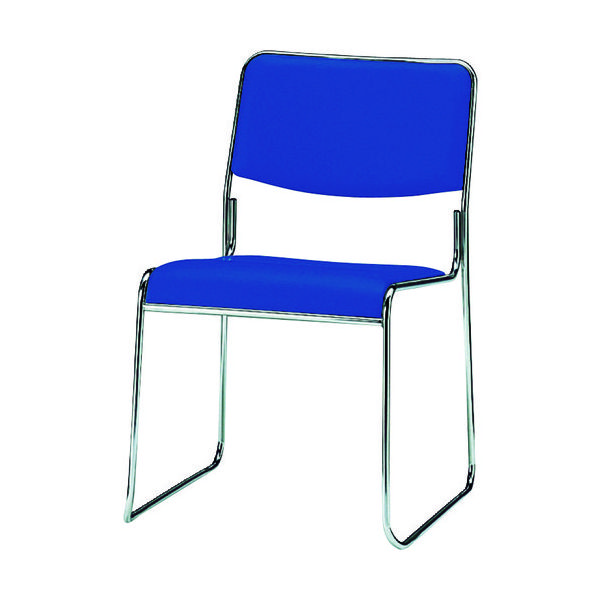 藤沢工業 TOKIO スタッキングチェア メッキ脚タイプ ビニールレザー インディゴブルー FSC-15ML-IB 1脚 493-2528（直送品）