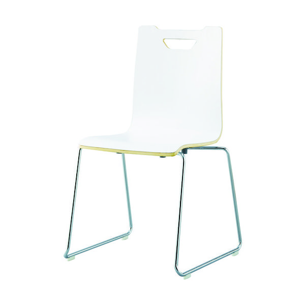 アイリスチトセ リフレッシュチェア フーク 背・座合板 塗装ループ脚 ホワイト CFKCR-G-W 1脚 790-2140（直送品）