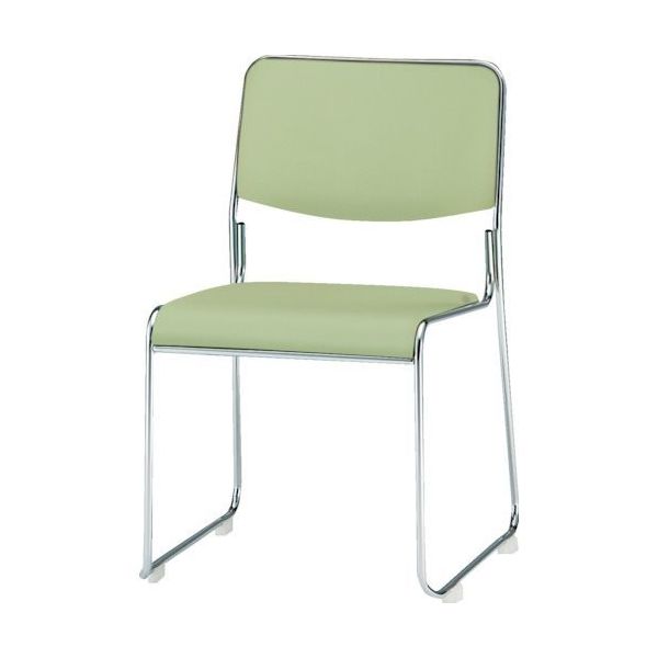 藤沢工業 TOKIO スタッキングチェア メッキ脚タイプ ビニールレザー リーフグリーン FSC-15ML-LG 1脚 493-2536（直送品）