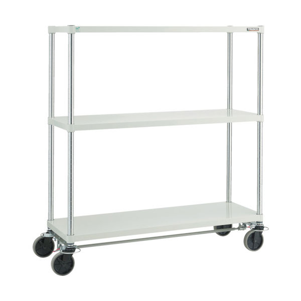 TRUSCO フェニックスラック 1200X600 U車輪4輪S付 W色 抗菌粉体塗装 PER-4463-U125-B4-W 1台(1個)（直送品）