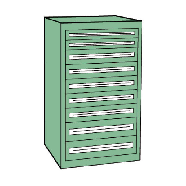 トラスコ中山 TRUSCO VE7S型中量キャビネット 700X550XH1200 引出9段 VE7S-1202 1台(1個)（直送品）