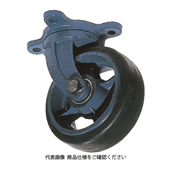京町産業車輌 京町 鋳物製自在金具付ゴム車輪（幅広） 250Ф×65 AHJ-250X65 1個 458-3582（直送品）