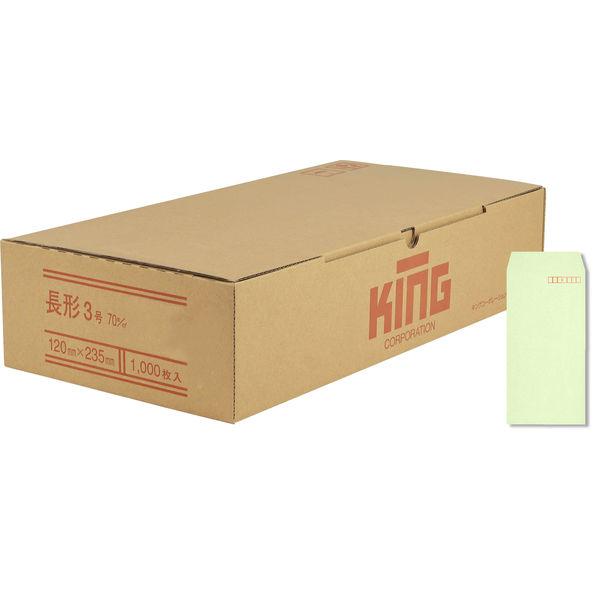 キングコーポレーション 長形3号 70g スミ貼ウグイス 080121　1箱(1000枚入)（直送品）