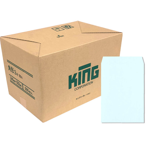キングコーポレーション 角形2号100g プライバシー保護封筒 Hiソフトカラーブルー スミ貼 191002 1箱（500枚入）（直送品）