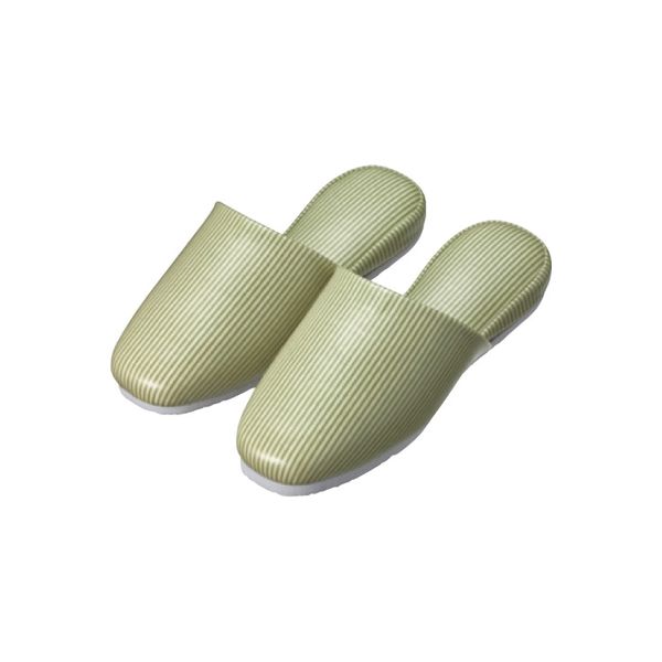 スリッパ（ストライプ）大人用 ライム 24-3026-0001 1梱（20足） 松吉医科器械（直送品）