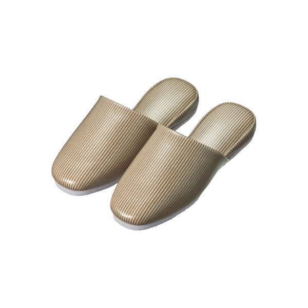 スリッパ（ストライプ）大人用 ブラウン 24-3026-0002 1梱（20足） 松吉医科器械（直送品）