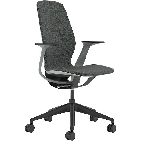 くろがね工作所 Steelcase SILQチェア アーム付 プラチナ/マール NEWブラック 418A000PM-F1（5J12） 1脚（直送品）