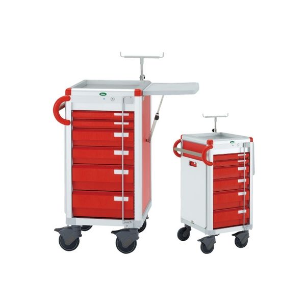 救急カート（ガラス天板） レッド 23-3300-0103 サカセ化学工業（直送品）