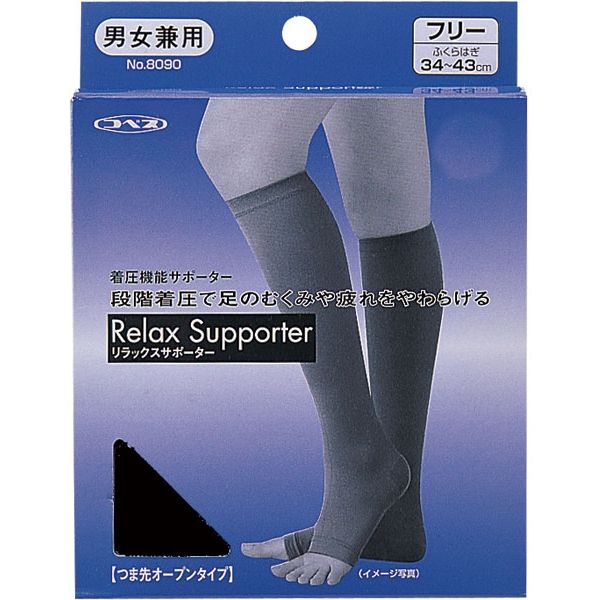 神戸生絲 着圧機能サポーター （2枚入） ブラック 8090 1セット（直送品）