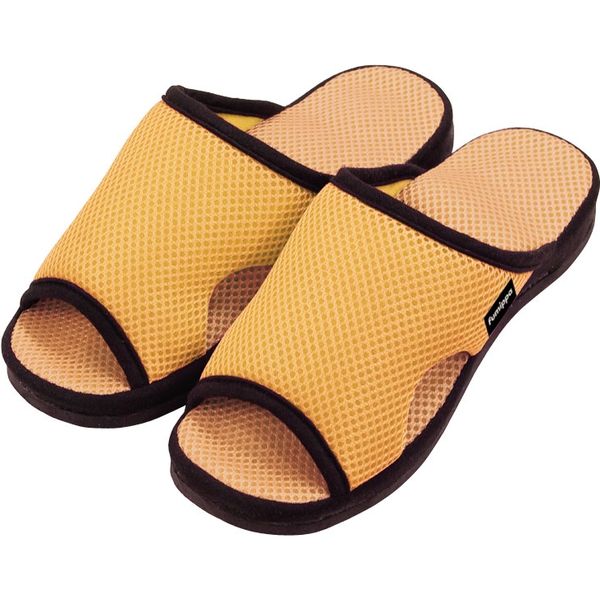 アルファックス レディースガチ押し健康ルームサンダルふみっぱ イエロー　AP-507819　 1個 W2097 介援隊（直送品）