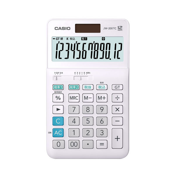 カシオ計算機 W税計算 中型（ジャストサイズ 12桁） JW-200TC-N