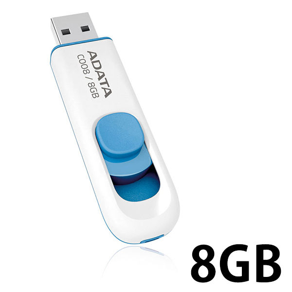 ADATA USB2.0対応スライド式USBメモリー8GB AC008-8G-RWE 1本