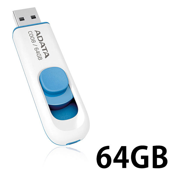 ADATA USB2.0対応スライド式USBメモリー64GB AC008-64G-RWE 1本 - アスクル