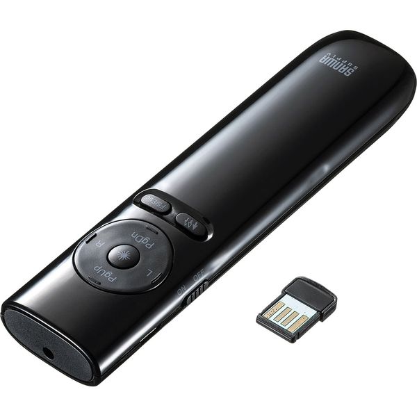 サンワサプライ レーザーポインター MA-WPR13BK 赤色レーザー プレゼン機能 マウス操作 充電式 連続使用5時間（直送品）