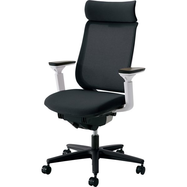 コクヨ ミトラ 回転イス スタンダードバック 可動肘 ナイロンキャスター メッシュ ランバー無 Wグレー/Pブルー/ホワイト 1脚(メーカ