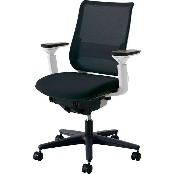 コクヨ ミトラ 回転イス スタンダードバック 可動肘 ナイロンキャスター メッシュ ランバー無 Wグレー/Pブルー/ホワイト 1脚(メーカ