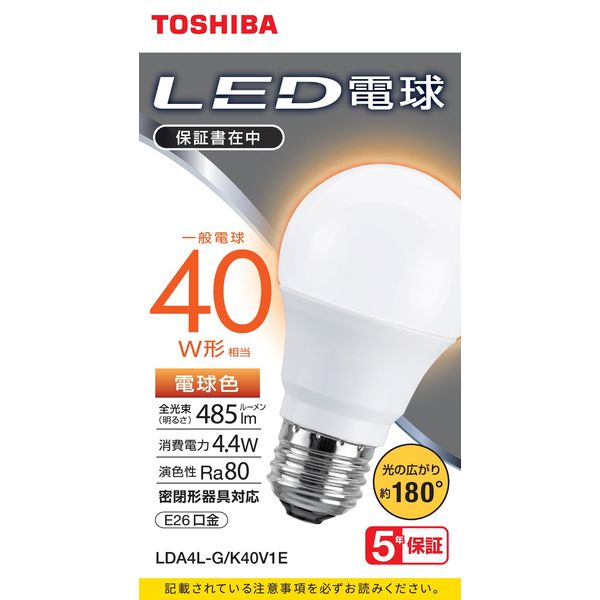 東芝 LED電球 LDA4L-G/K40V1E 1個