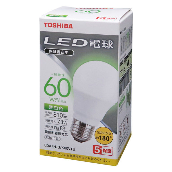 東芝（TOSHIBA） LED電球 E26口金 60W型相当 昼白色 （広配光） LDA7N