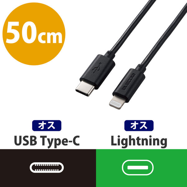 エレコム MPA-CL05BK USB C-Lightningケーブル/スタンダード/0.5