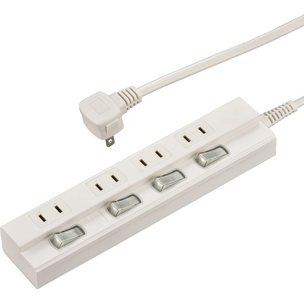 オーム電機 節電タップ 4個口 1m HS-TP41PBT-W（直送品）