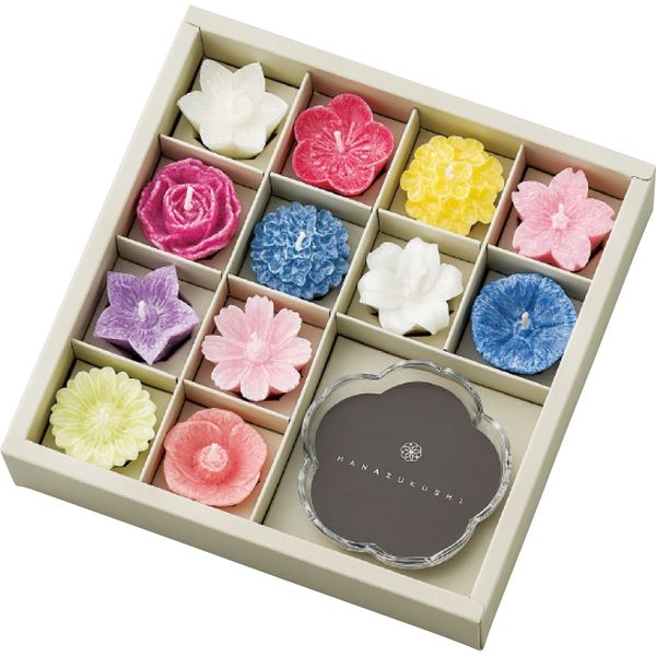 カメヤマ 花型キャンドル・グラスセット（植物性） T9620-07-00 ギフト包装 （直送品）