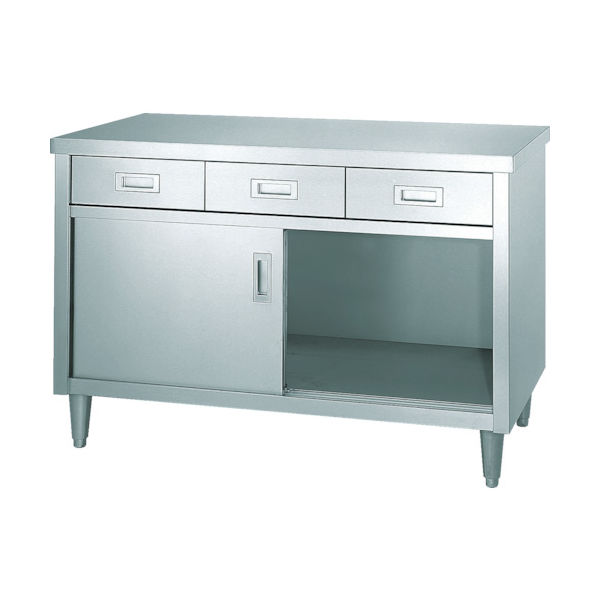 シンコー キャビネット作業台 アジャスト付 ED型 (引出・ステンレス戸) 600×600×800 ED-6060 1台 459-7516（直送品）
