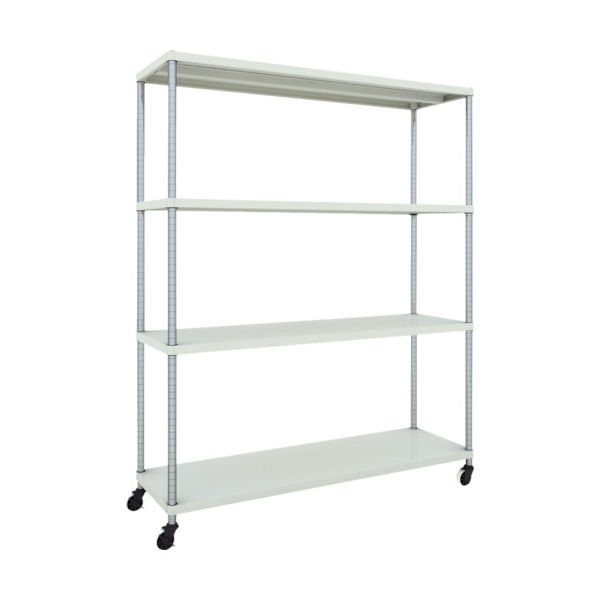 TRUSCO フェニックスラック 1500X450 4段 U車輪付 W色 抗菌粉体塗装 PER-6544-U125-W 1台(1個)（直送品）