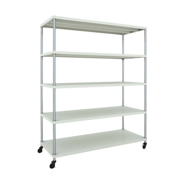 TRUSCO フェニックスラック 1500X600 5段 U車輪付 W色 抗菌粉体塗装 PER-6565-U125-W 1台(1個)（直送品）